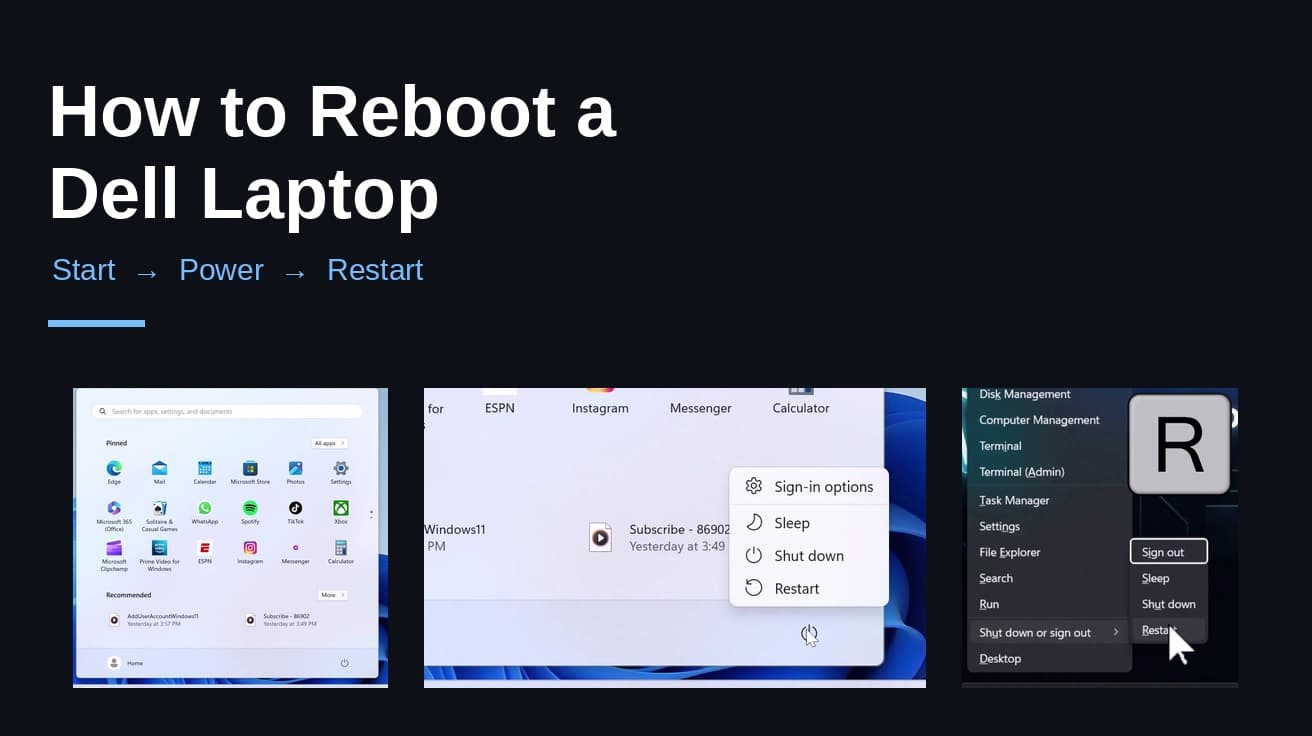 How to Reboot Dell Laptop (Windows 11 and 10 Steps)